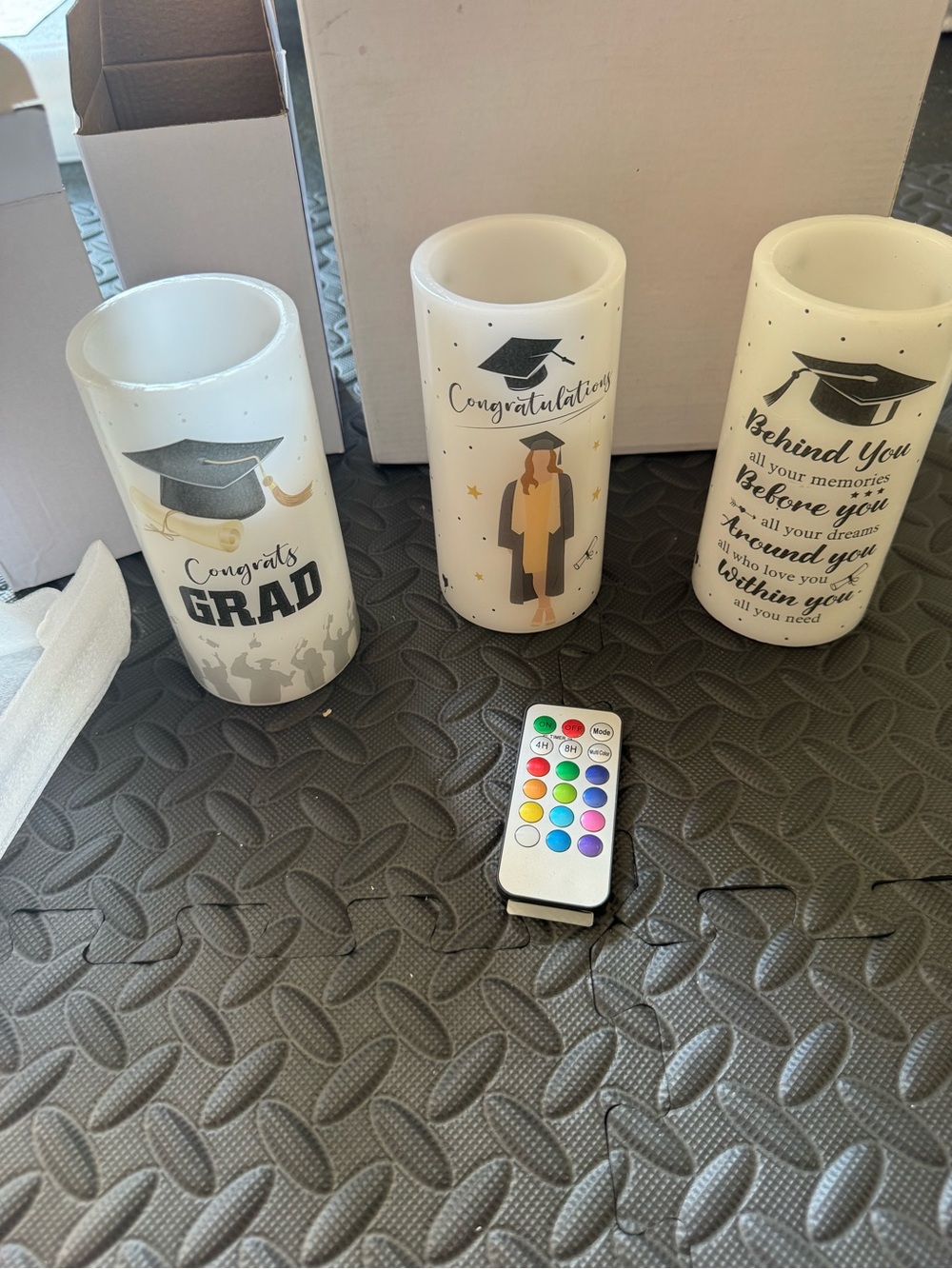 Graduation LED Votive Candle with remote – White NWT